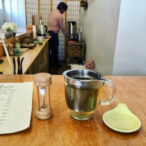 Tea steeping inside Leaf Tea Bar