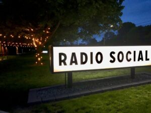 Outdoor sign at Radio Social