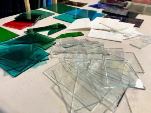 Glass pieces in the classroom