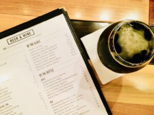 The beer and wine menu at The Vesper