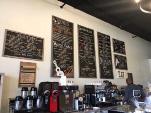 Menu boards and coffee pots