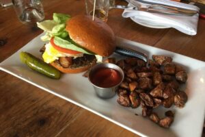 Brunch burger and home fries