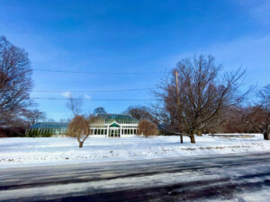 Looking at Lamberton Conservatory in the winter