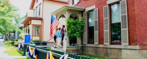 People lined up to get inside the Susan B. Anthony House