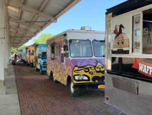 Photos of food trucks including Neno's Mexican Gourmet.