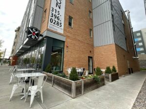 Outdoor seating at Strong Hearts Syracuse