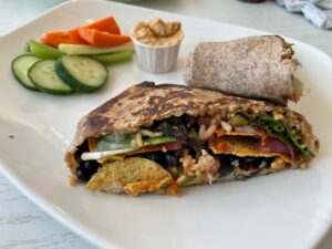 Taco Crunchwrap with veggies and hummus at Eden Cafe