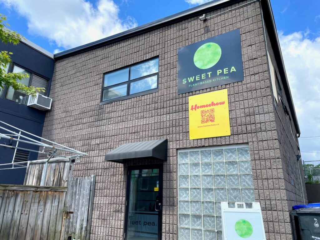 Outside view of the building that houses Sweet Pea Plant-Based Kitchen.