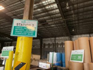 Designated ecopark sorting area for batteries and printer cartridges