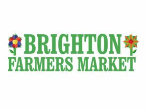 Brighton Farmers Market logo featuring flowers made of fruits and vegetables