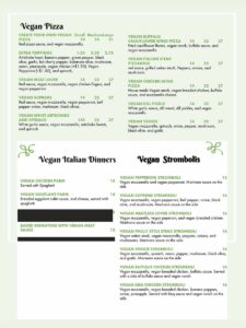 Cinelli's Vegan menu page2