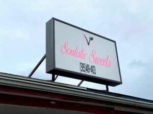 Soulistic Sweets Sign at the entrance to their shop
