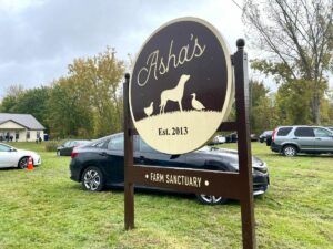 Asha Farm Sanctuary Sign out at the road