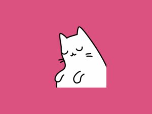 Fat Cat baking logo, white cat on a bright pink background