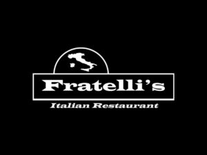 White Fratelli's Italian Restaurant logo on a black background
