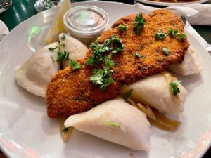 Vegan fish fry and pierogi at Polska Chata
