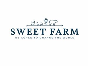 Sweet Farm logo with tagline '50 acres to change the world'