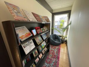 Cozy nook seating at Bookeater