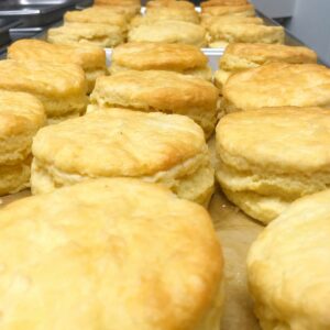 Tray of freshly cooked biscuits
