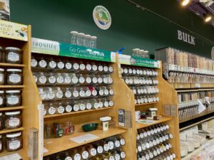 Bulk section at Green Planet Grocery.