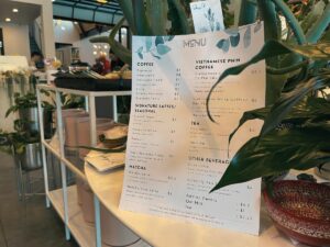 The menu at Winter Swan Coffee