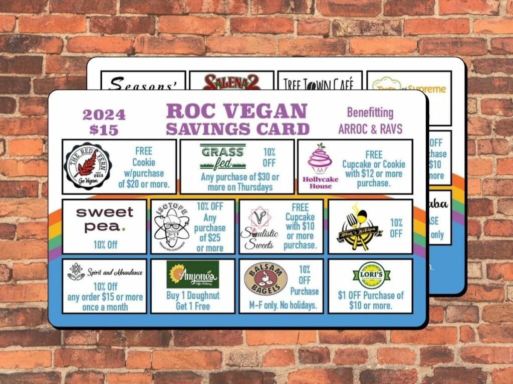 Credit card sized discount card offering deals and discounts at various places in Rochester.