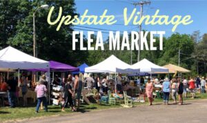 Upstate vintage flea market, outdoor event with vendor tents