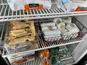 Vegan granola bars and vegan cheese for sale at Red Bird Market