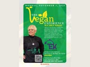 The Vegan Experience Event poster with Nikki of Sunshine Vegan Eats