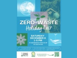Zero Waste Holiday Fair Poster for December 6th at Abundance Coop